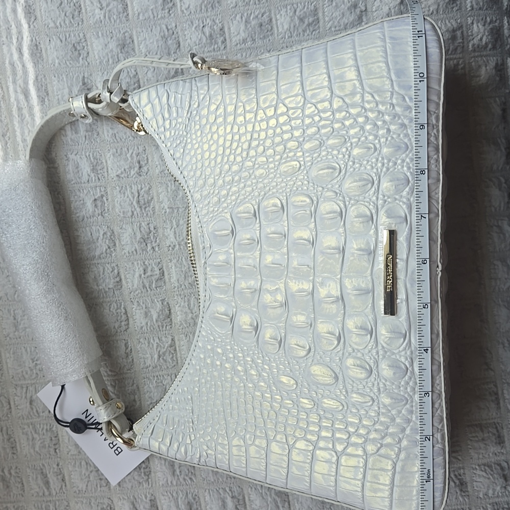 Brahmin Esme In Shell White Crocodile-Embossed Women's Bag
